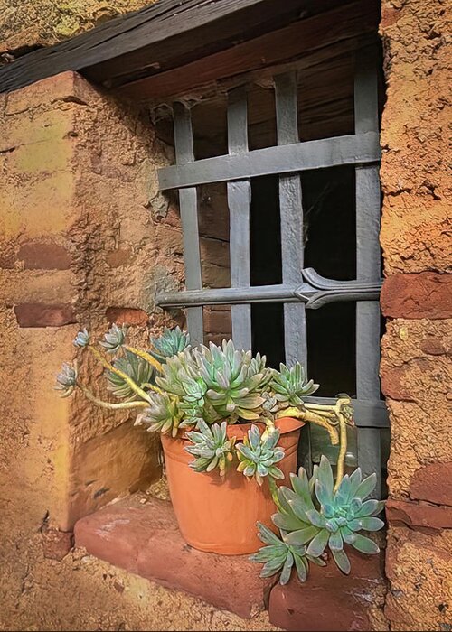 Tuscan Window Greeting Card featuring the photograph Old Historic Tuscan Windowsill by Rebecca Herranen