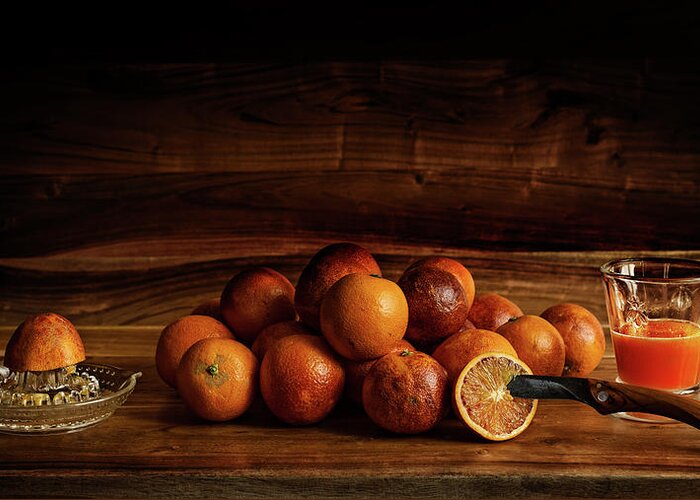 Food Greeting Card featuring the photograph Old Maestra Blood Oranges by Jean Gill
