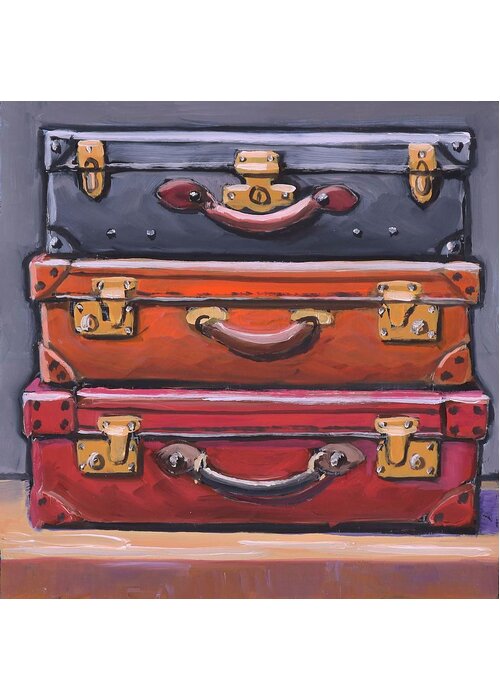 Suitcases Greeting Card featuring the painting Old Suitcases by Kevin Hughes