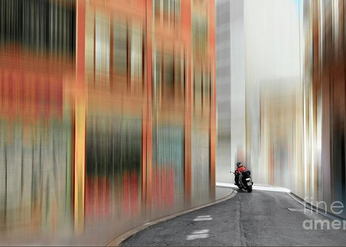Valencia Greeting Card featuring the photograph Old Town, Valencia, Spain, Motorcycle by Philip Preston
