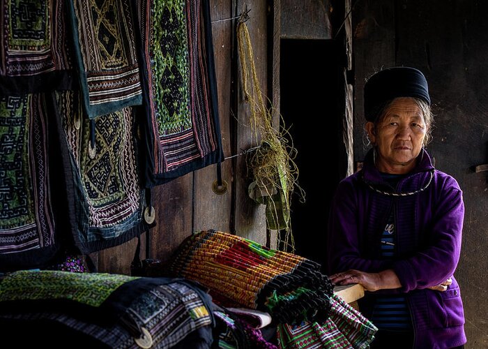 Black Greeting Card featuring the photograph Old Vietnamese of Lao Chai by Arj Munoz