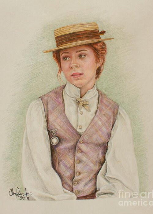 Anne Greeting Card featuring the drawing Older Anne by Christine Jepsen