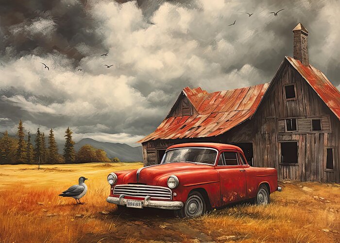 Rustic Greeting Card featuring the painting Ominous Sky Art by Lourry Legarde
