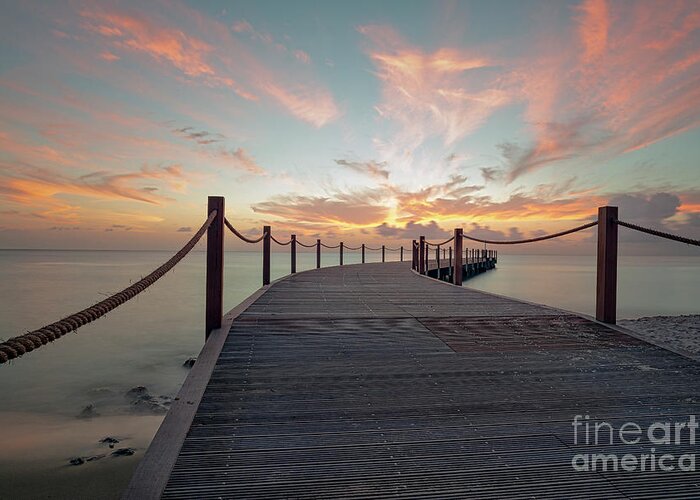  Greeting Card featuring the photograph On Sandals Jetty by Hugh Walker