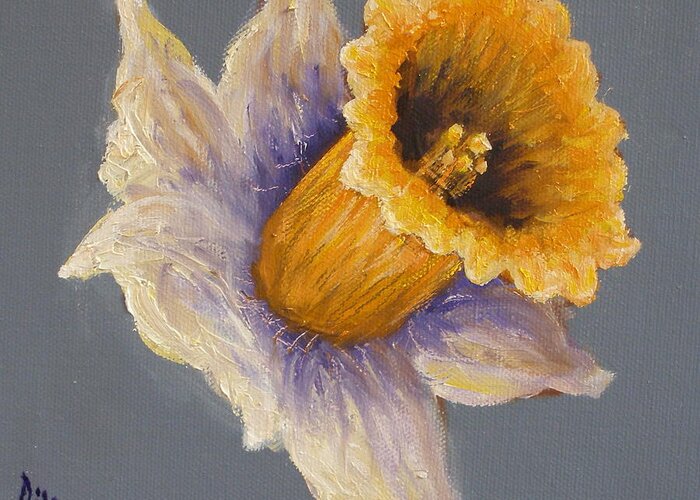 Realism Greeting Card featuring the painting One Daffodil by Donelli DiMaria