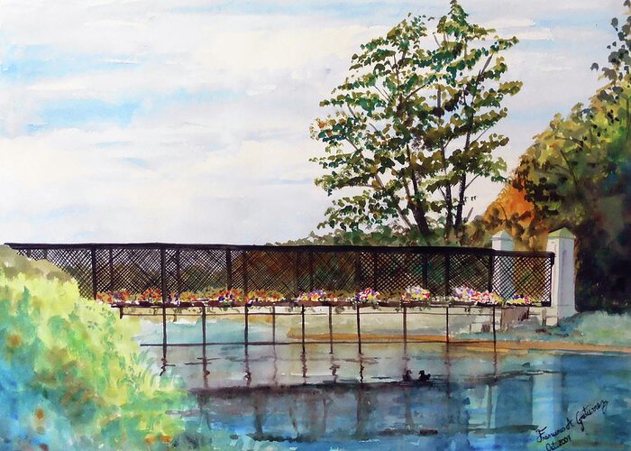 London Greeting Card featuring the painting One of the Bridges of Regents Park London by Francisco Gutierrez