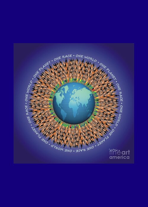 Figures Greeting Card featuring the digital art One Planet. One Race. One World by Walter Neal