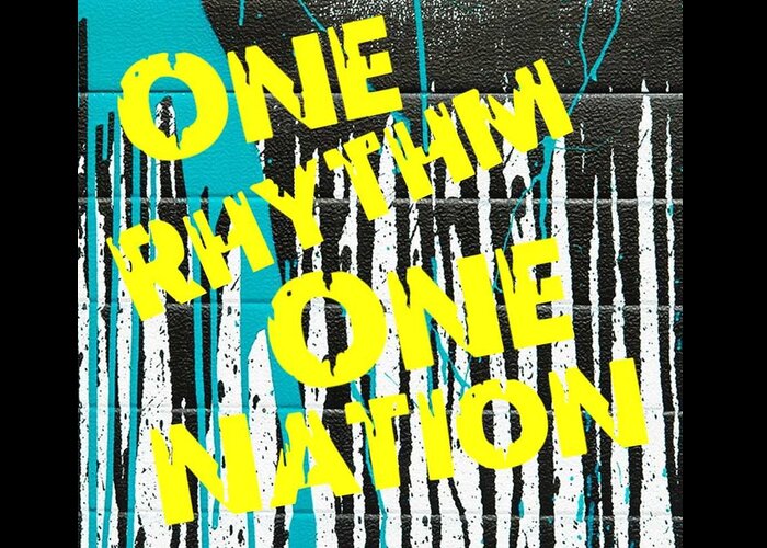  Greeting Card featuring the digital art One Rhythm One Nation - Paint Can by Tony Camm