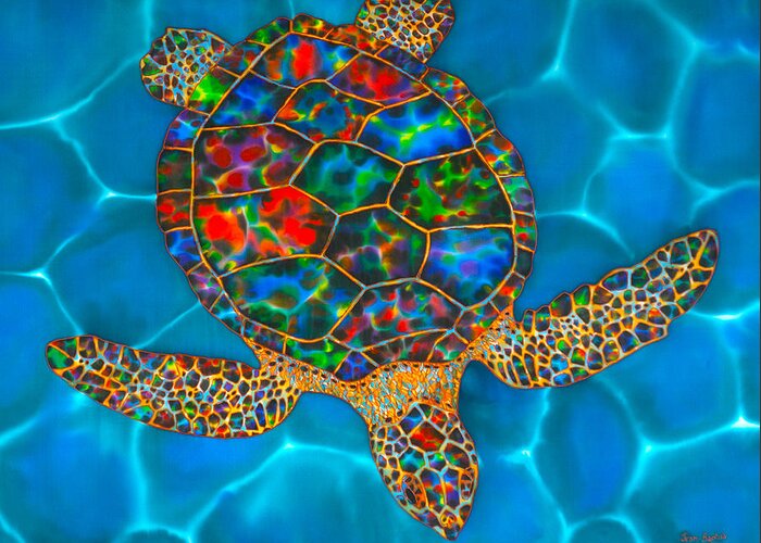  Greeting Card featuring the painting Opal Hawksbill Turtle by Daniel Jean-Baptiste