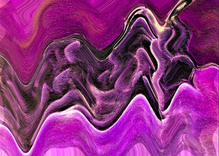 Abstract Greeting Card featuring the digital art Open Oyster Abstract - Purple by Ronald Mills