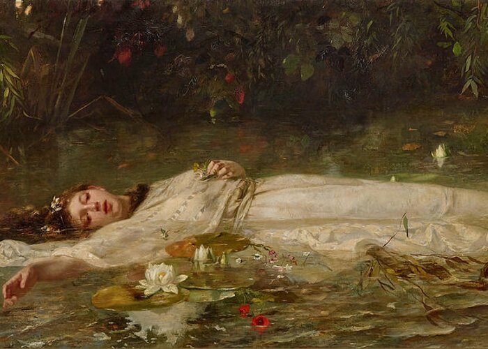 Ophelia Greeting Card featuring the painting Ophelia by Friedrich Wilhelm Theodor Heyser