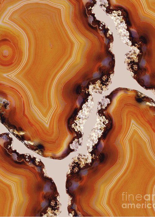 Color Greeting Card featuring the mixed media Orange Brown Agate Pattern #1 #gem #decor #art by Anitas and Bellas Art