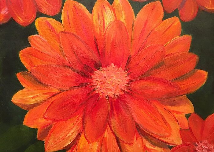 Floral Flowers Nature Daisy Greeting Card featuring the painting Orange Gebera by Debora Sanders
