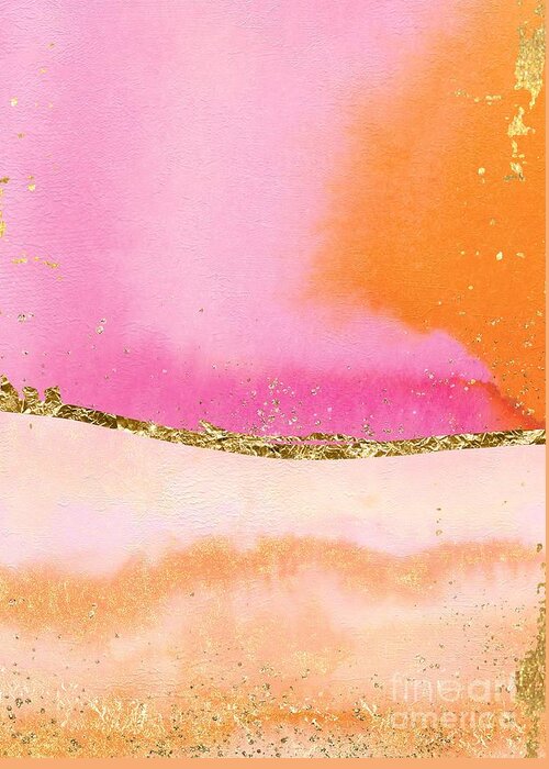 Orange Greeting Card featuring the painting Orange, Gold And Pink by Modern Art