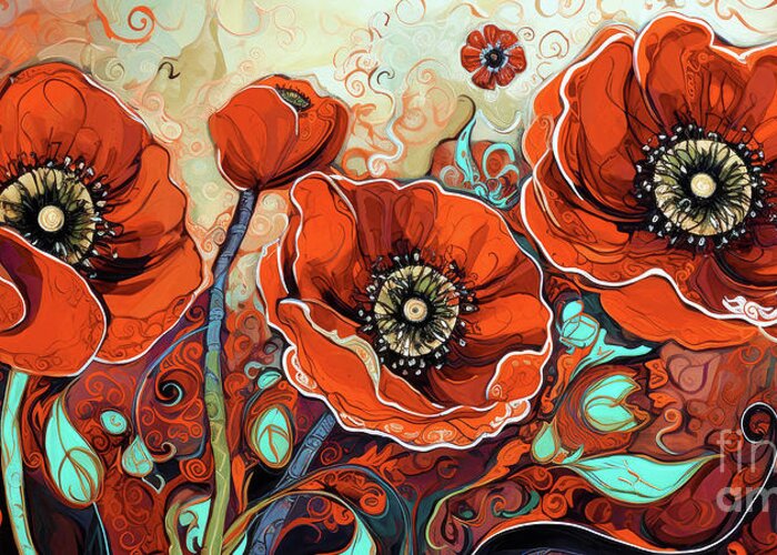 Orange Poppy Greeting Card featuring the painting Orange Poppy Daydream by Tina LeCour