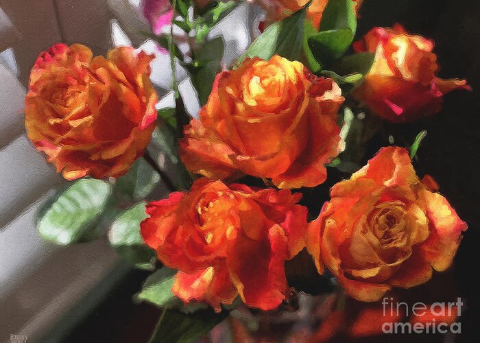 Flowers Greeting Card featuring the photograph Orange Roses Too by Brian Watt