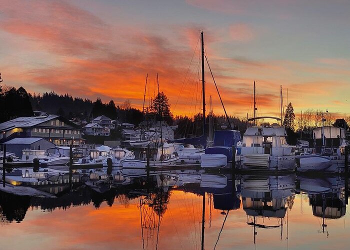 Sunrise Greeting Card featuring the photograph Orange Sky - Poulsbo Sunrise #2 by Jerry Abbott