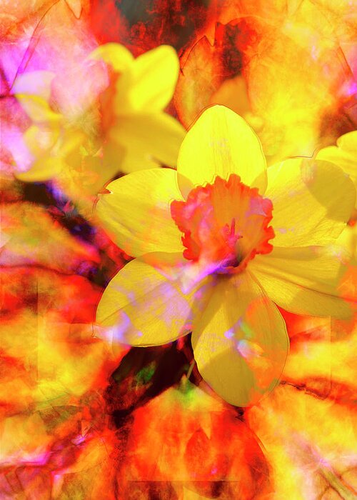Flower Greeting Card featuring the digital art Orange Splash by Dave Turner