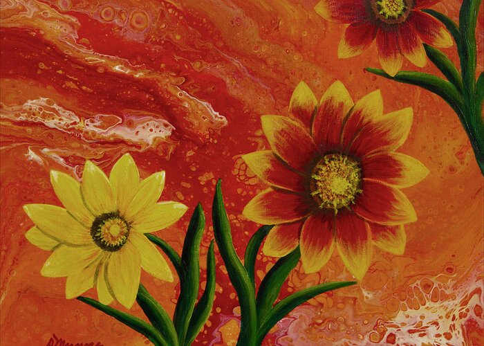 Flowers Greeting Card featuring the painting Orange We Happy? by Donna Manaraze