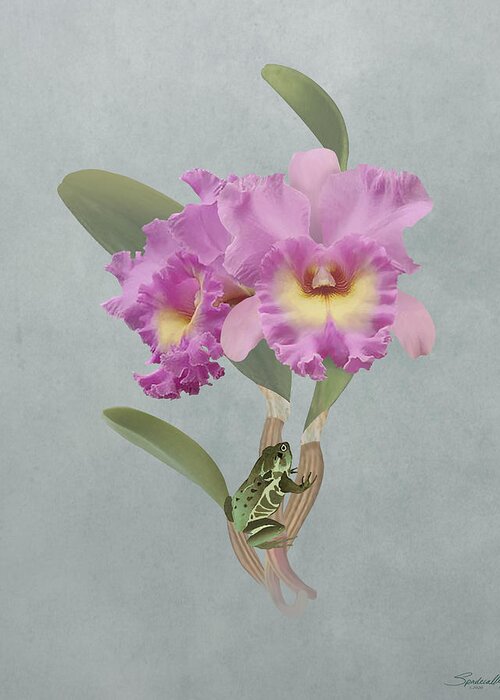 Flower Greeting Card featuring the mixed media Orchid Seduction by M Spadecaller