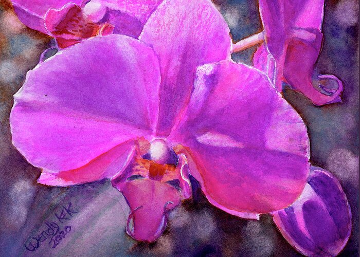 Orchid Greeting Card featuring the painting Orchids by Wendy Keeney-Kennicutt