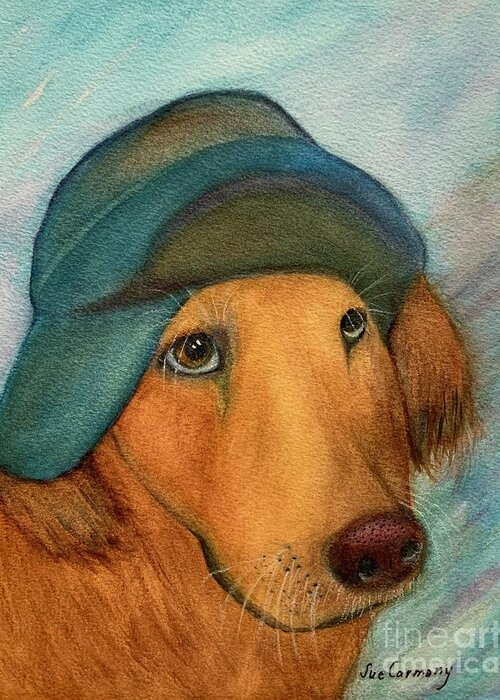Dog Greeting Card featuring the painting Our Funny Boone by Sue Carmony