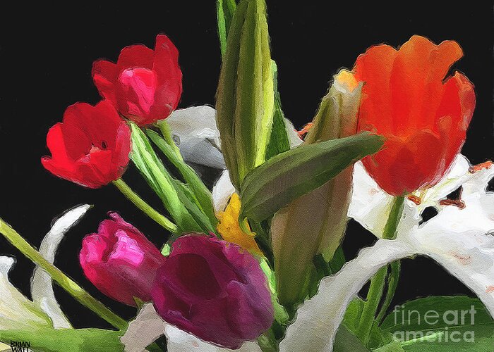 Tulips Greeting Card featuring the photograph Out of the Darkness...Light by Brian Watt