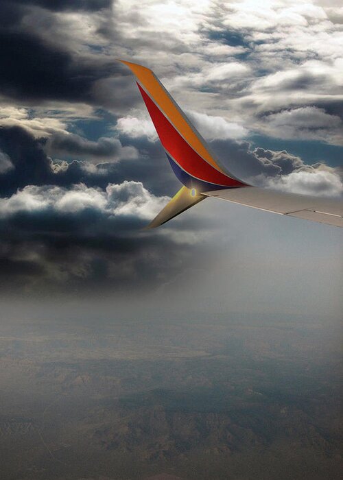 Southwest Airlines Greeting Card featuring the photograph Over the Mojave by Chris Smith