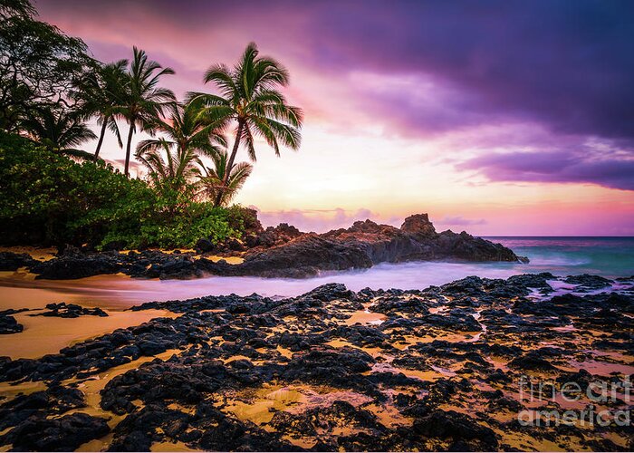 Ahihi Greeting Card featuring the photograph Paako Cove Secret Beach Maui Hawaii Sunrise Photo by Paul Velgos