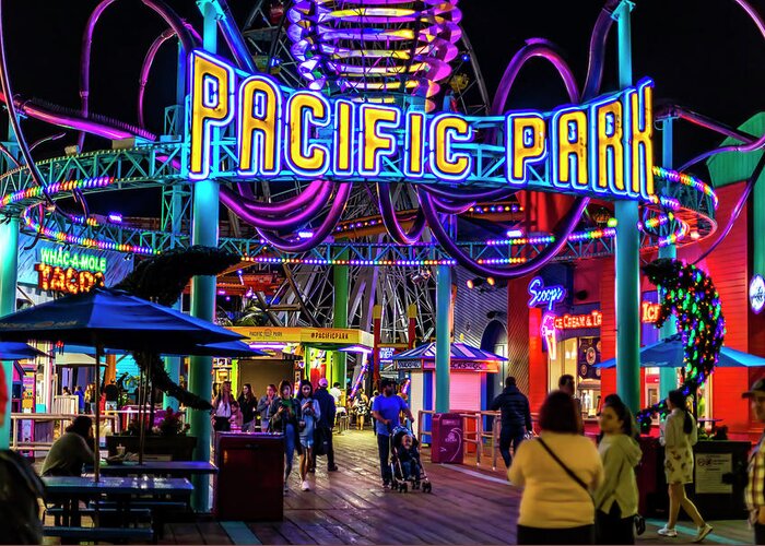 Santa Monica Pier Greeting Card featuring the photograph Pacific Park - On The Pier by Gene Parks