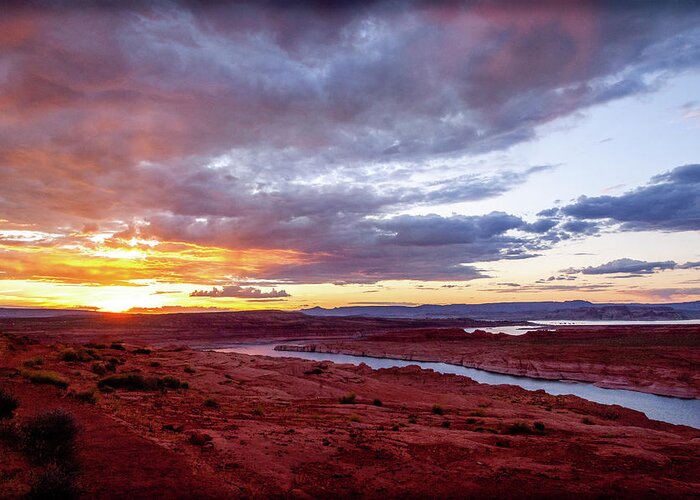 Lake Powell Greeting Card featuring the photograph Page Rim Trail Sunset by Bradley Morris