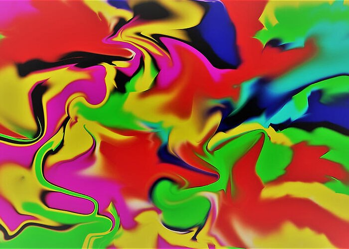Cool Art Greeting Card featuring the digital art Paint Splash Party - Abstract by Ronald Mills