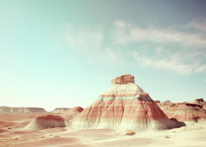 Blue Greeting Card featuring the digital art Painted Desert of Small Hills by YoPedro