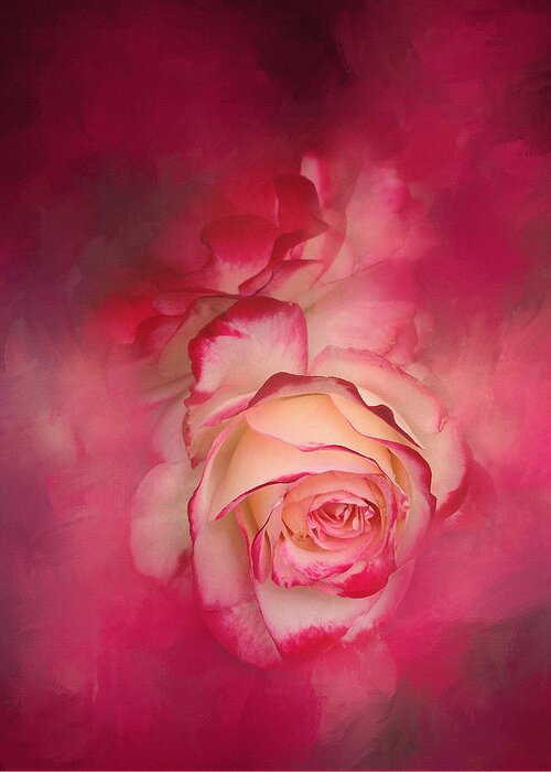 Floral Greeting Card featuring the photograph Painted Flamenco Rose by Theresa Tahara