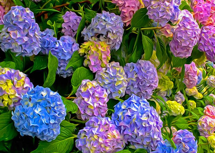 Hydrangea Greeting Card featuring the photograph Painted Hydrangea by Jim Dollar