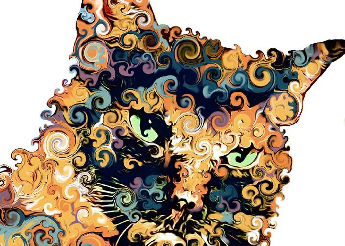 Feline Greeting Card featuring the digital art Paisley by Suzan Sommers