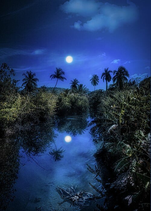 Cuba Greeting Card featuring the photograph Pale moonlit night by Micah Offman