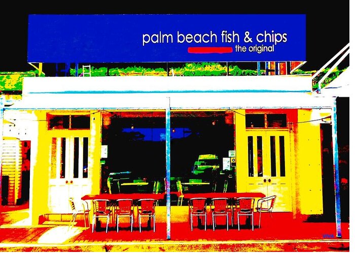 Pop Art Greeting Card featuring the photograph Palm Beach Fish and Chips  Pub by VIVA Anderson