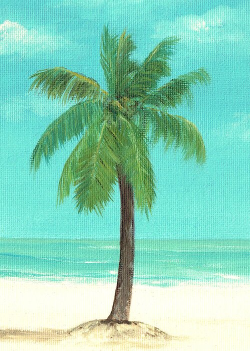 Gouache Greeting Card featuring the painting Palm Tree by Elizabeth Lock