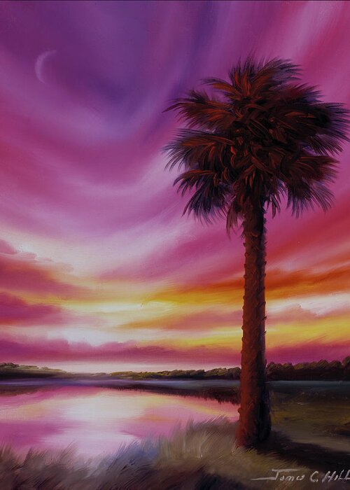 Sunrise Greeting Card featuring the painting Palmetto Moon by James Hill