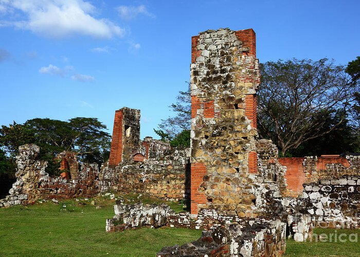 Panama Greeting Card featuring the photograph Panama Viejo ruins by James Brunker