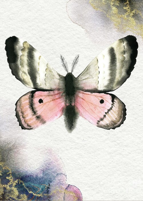 Pandora Moth Greeting Card featuring the painting Pandora Moth by Garden Of Delights