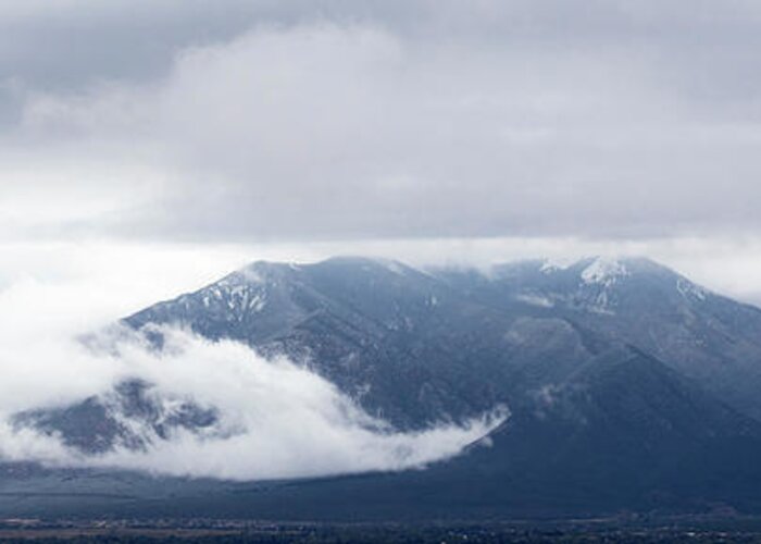 Taos Greeting Card featuring the photograph Pano of Taos Mountain with Clouds by Elijah Rael