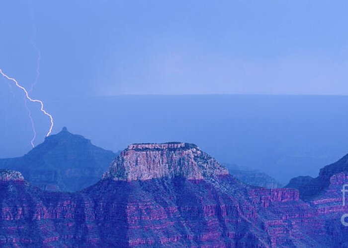Dave Welling Greeting Card featuring the photograph Panorama Lightning Strike North Rim Grand Canyon Np Ar by Dave Welling
