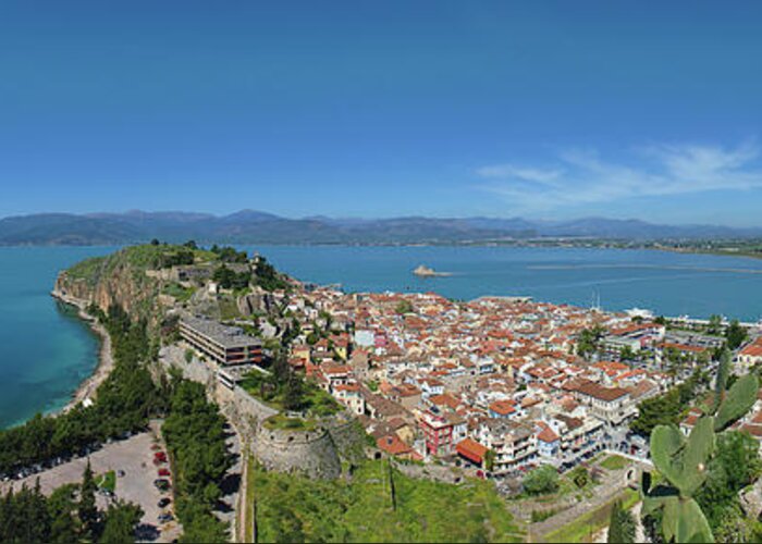 Nafplio Greeting Card featuring the photograph Panorama of Nafplio in Spring by Sean Hannon