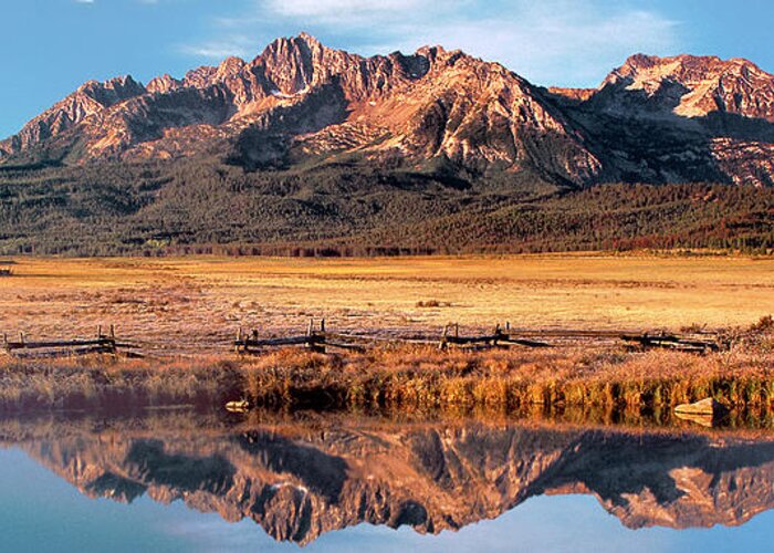 North America Greeting Card featuring the photograph Panorama Reflections Sawtooth Mountains NRA Idaho by Dave Welling