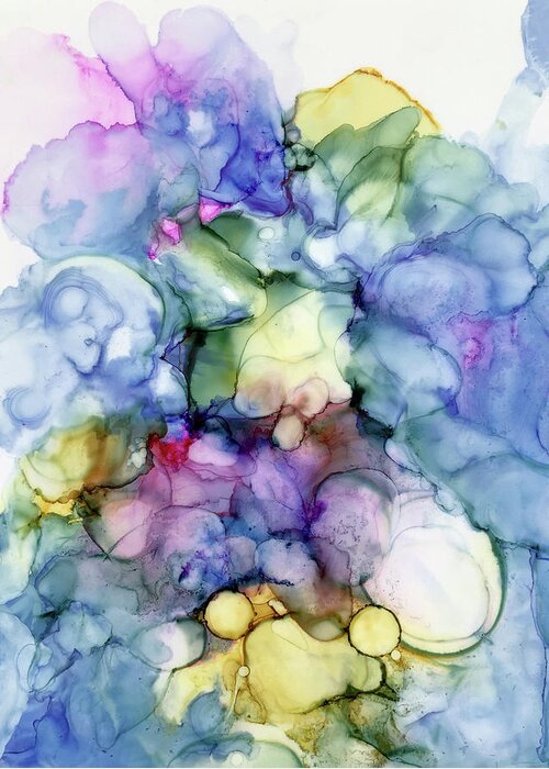 Abstract Greeting Card featuring the digital art Pansy Explosion by Kim Curinga