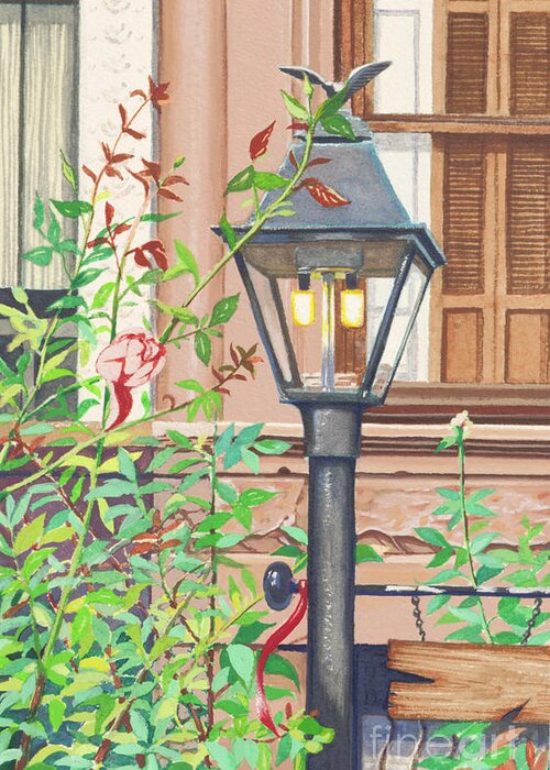 Park Slope Lamp Brooklyn Ny Greeting Card featuring the painting Park Slope Lamp Brooklyn NY 1982 by William Hart McNichols