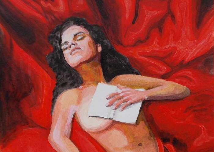 Figure Greeting Card featuring the painting Pasion by Lilibeth Andre
