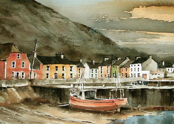  Greeting Card featuring the painting Passage Harbour, Waterford by Val Byrne